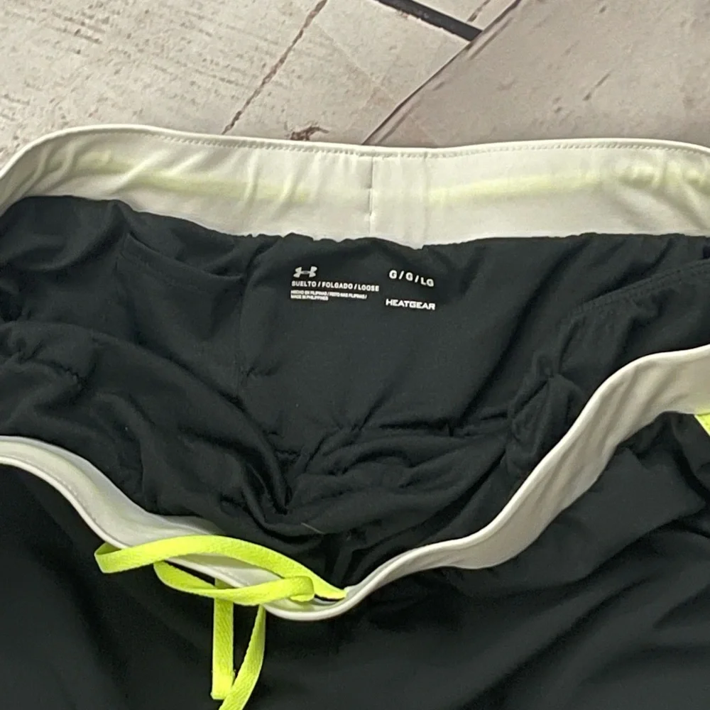 Under Armour Black and Neon Yellow Athletic Shorts - Picture 2 of 5